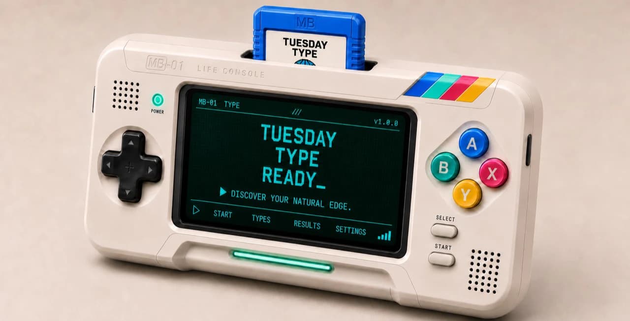 Tuesday Type blue cartridge loaded into the Life Console